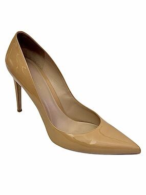 Stuart Weitzman Tan Patent Leather Pointed Toe Heels Size 12M Pumps EUC